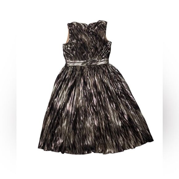 NWT womens BCBGMAXAZRIA purple gold Metallic knee length Dress size medium - Picture 4 of 10